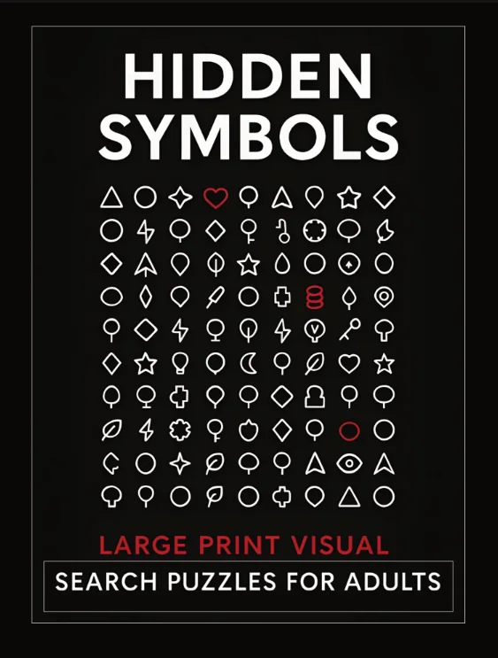 Cover of Hidden Symbols — Large Print Visual Search Puzzles for Adults