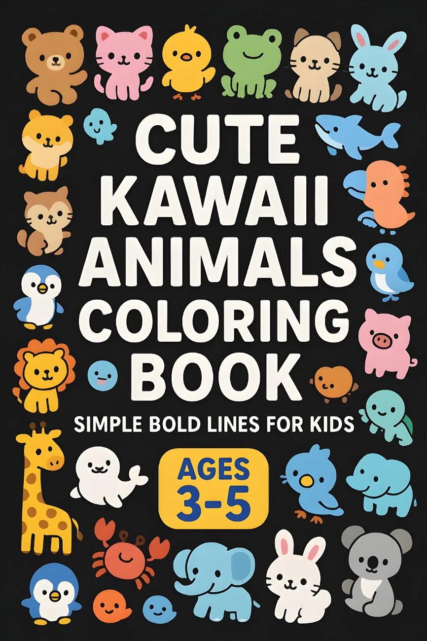 Cover of Cute Kawaii Animals Coloring Book