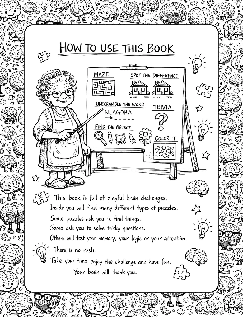 Interior preview from The Second Home: Brain Boost Game — Puzzles for Grandma