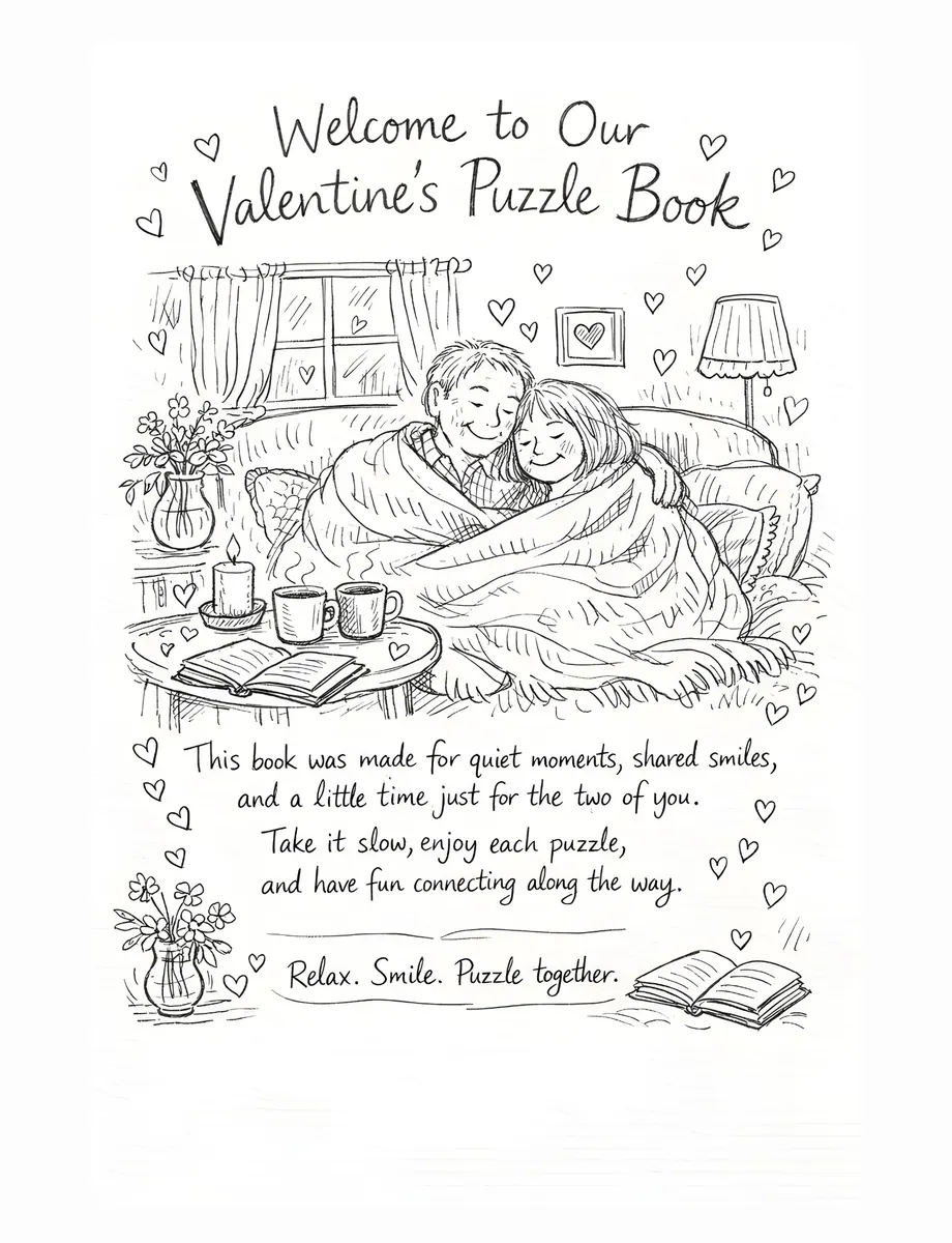 Interior preview from Valentine’s Day Puzzle Book for Couples