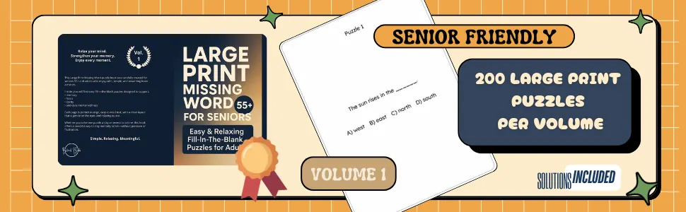 Interior preview from Large Print Missing Word 55+ — Blue Edition
