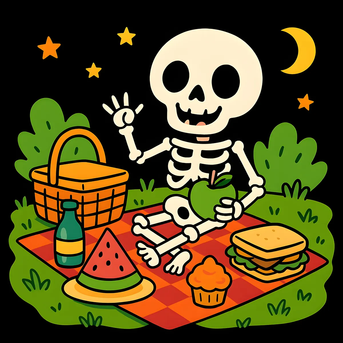 Interior preview from CUTE Skeleton Coloring Book